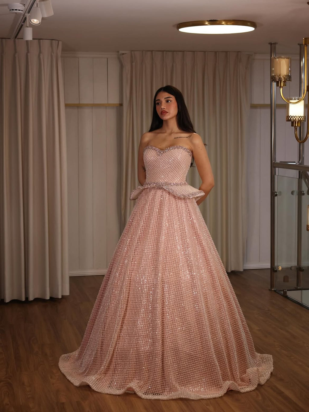 Aurora Blush Satin Gown