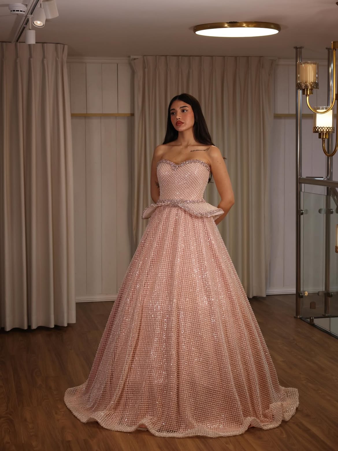 Aurora Blush Satin Gown